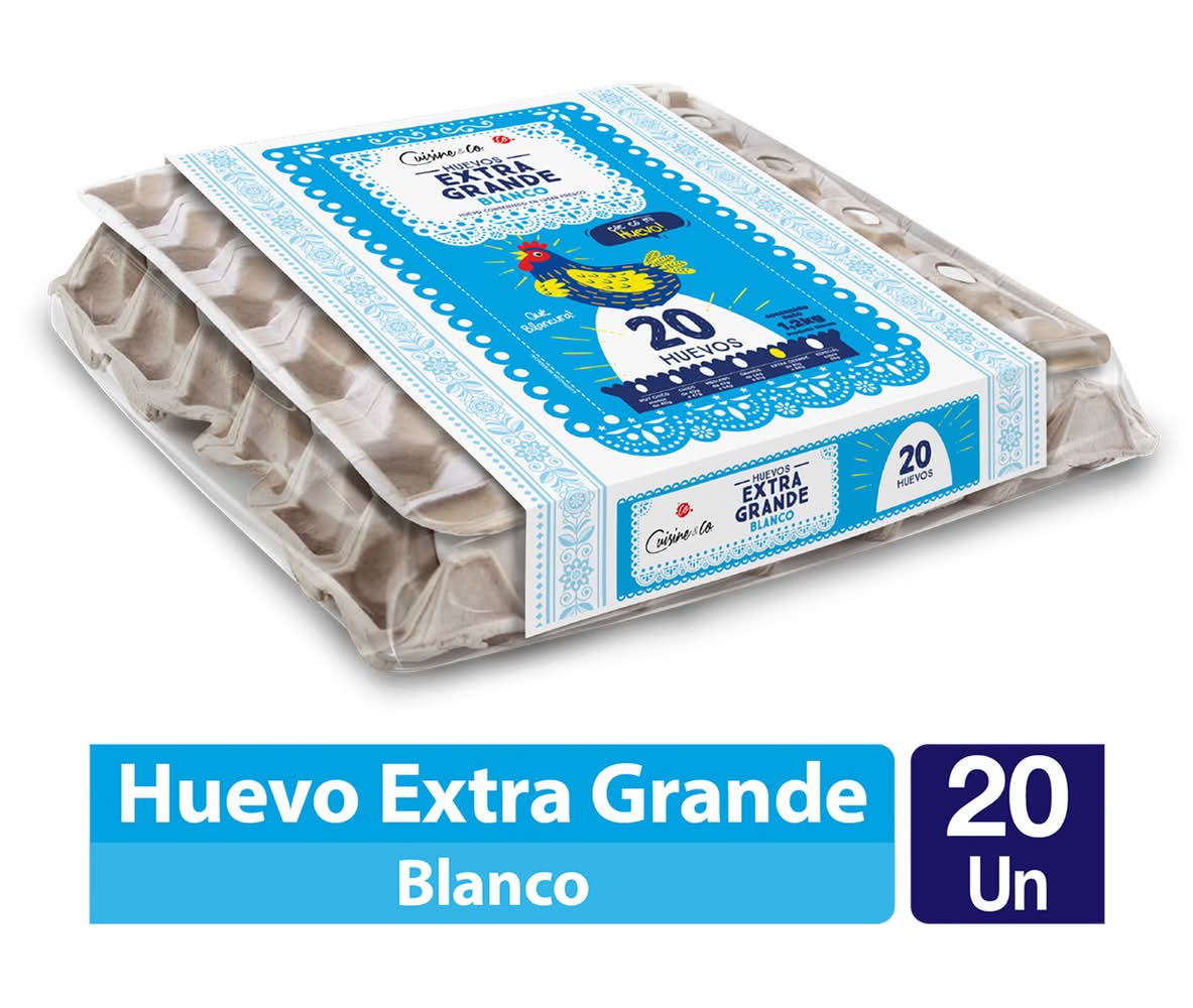 Cuisine & Co · Bandeja huevo extra grande blanco (20 un)