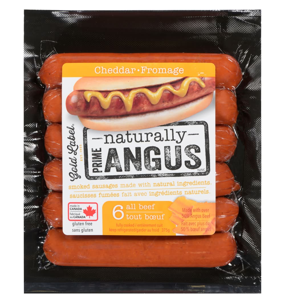 Gold Label Cheddar Prime Angus Sausages (375 g, 6 ct)