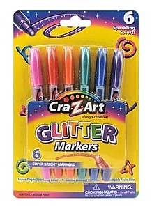 Cra-Z-Art Glitter Markers, Medium Tip, Assorted Colors, 6/Pack (r10050)