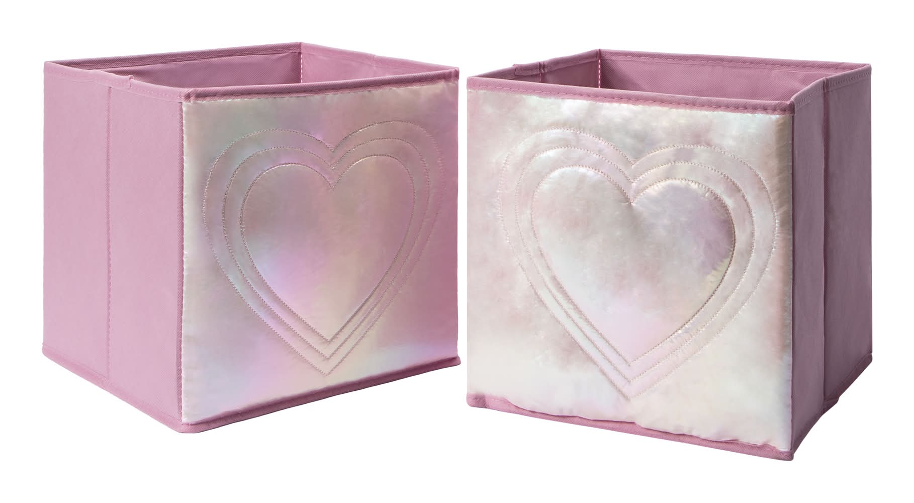 Collapsible Bins 2-Pack Set Pink Heart
