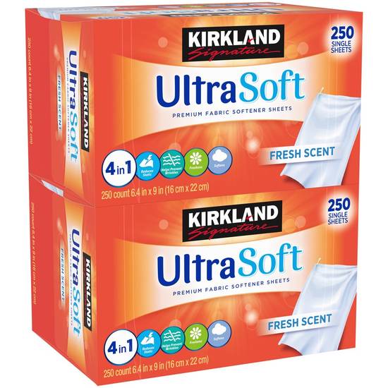 Kirkland Signature Ultra Soft Fresh Scent Fabric Softener Sheets 6.4 in X 9 in 2 pack