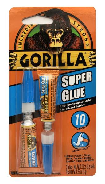 Gorilla™ Super Glue, 0.11 Oz Tubes, Pack Of 2 Tubes