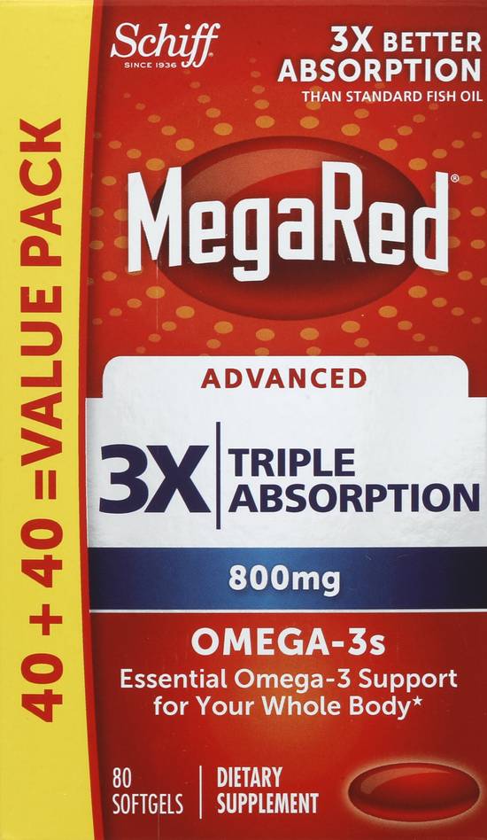Megared Advanced 3x Better Absorption 800mg Omega-3 Supplement (80 ct)