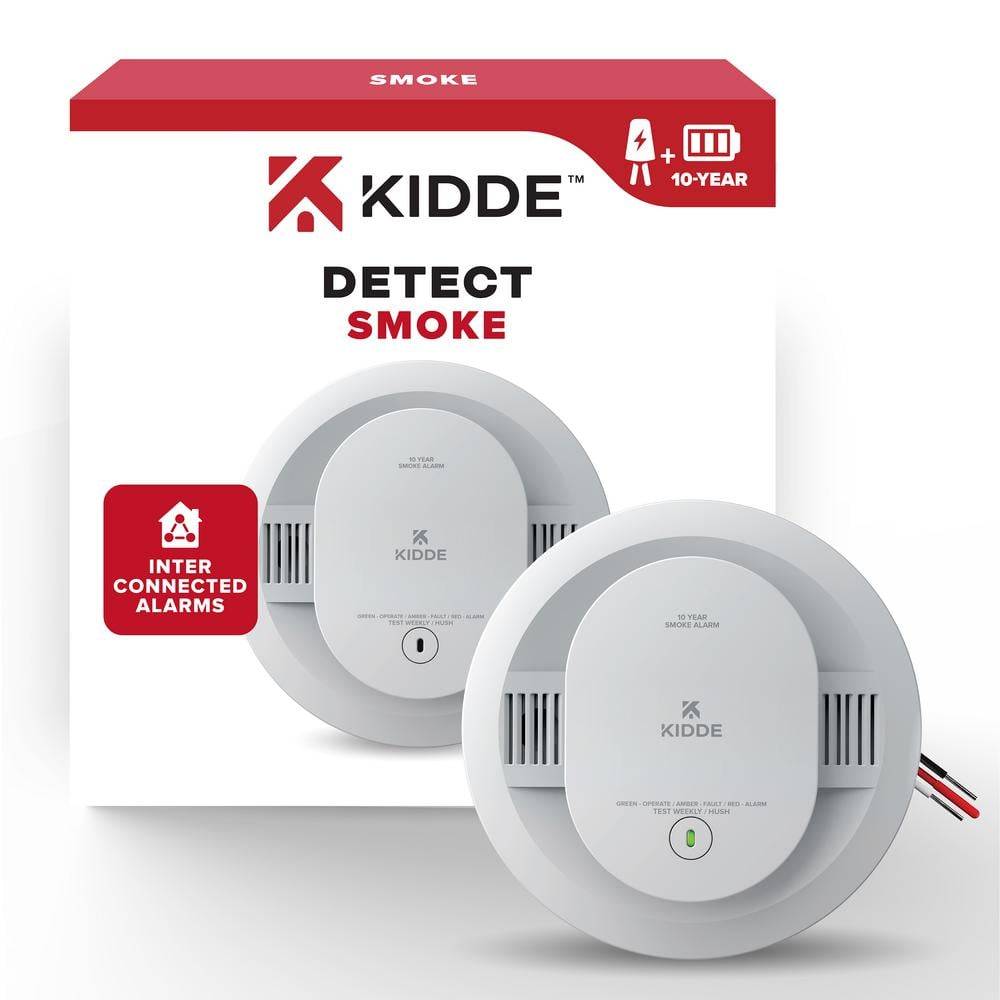 Kidde 10-Year Hardwired Interconnected Smoke Detector With Photoelectric Sensor