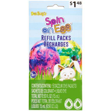 Dudley''s Spin an Egg Refill Dye Packets, 5 Count, Easter Egg Decorating