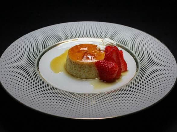 Flan W/Strawberries