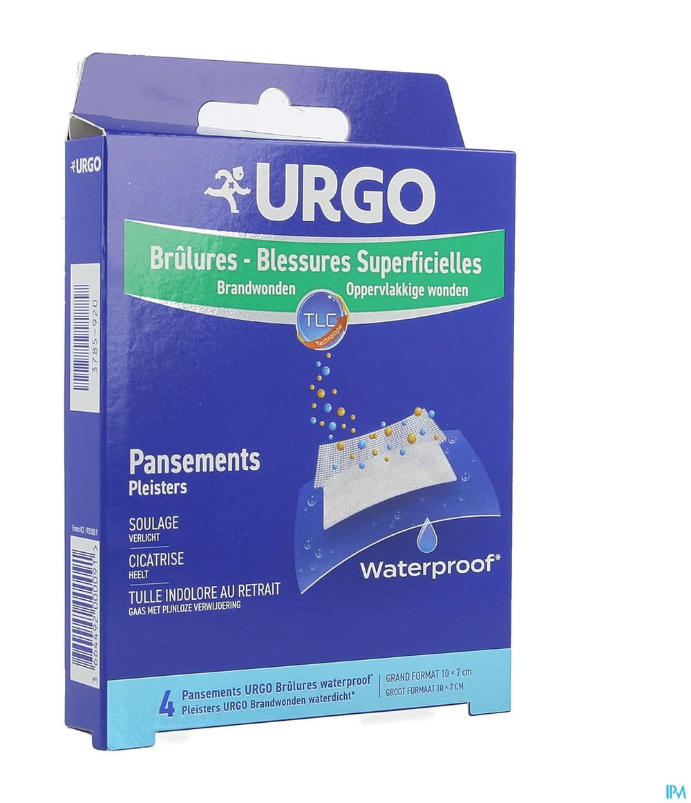Urgo - Étanche pansements brûlures blessures superficielles, 10x7 cm (4)