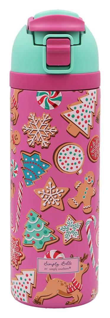 Simply Belle Christmas Cookie Print Stainless Steel Bottle 24 Oz