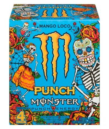 Monster Energy Punch Energy Drink, Mango Loco (4 x 473 ml)