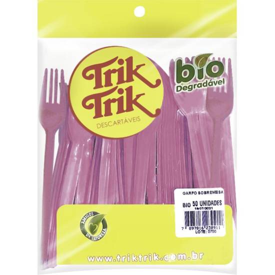 Trik trik garfo descartável rosa biodegradável (50 un)