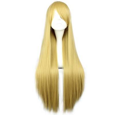 Unique Bargains Women's Halloween Wigs 31" with Wig Cap Long Hair Blonde