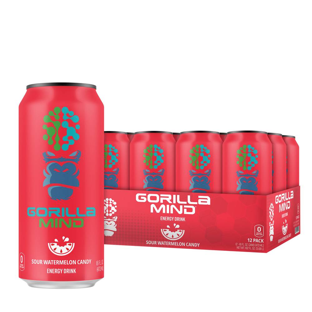 Gorilla Mind Energy Drink (12 ct, 16 fl oz) (sour watermelon candy)