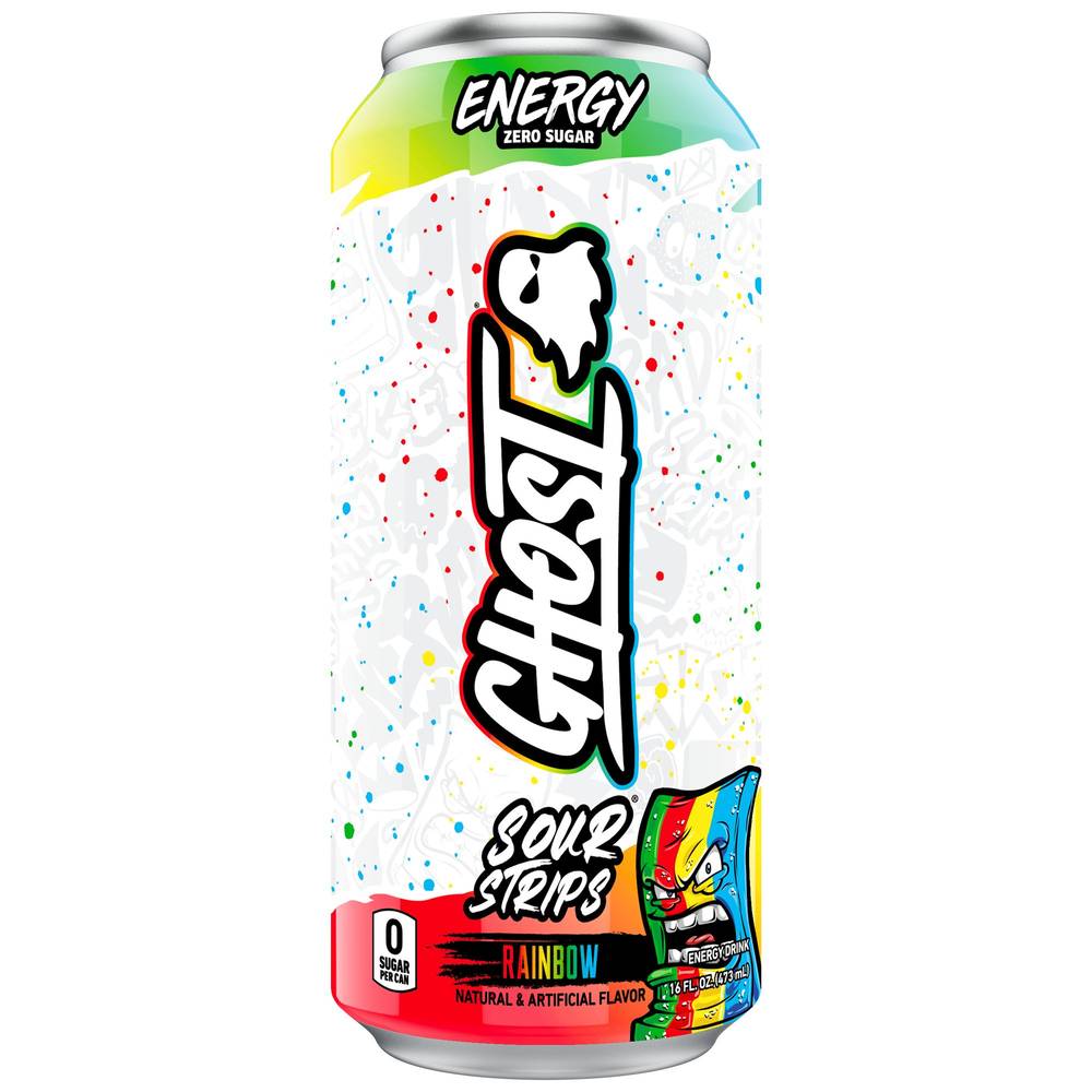 GHOST ENERGY Drink Zero Sugar Sour Strips, Rainbow (16 oz)