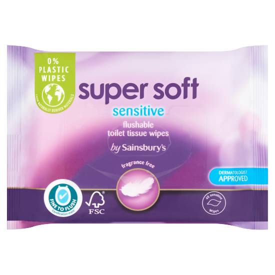 Sainsbury's Super Soft Sensitive Flushable Toilet Tissue Wipes (40 pack)