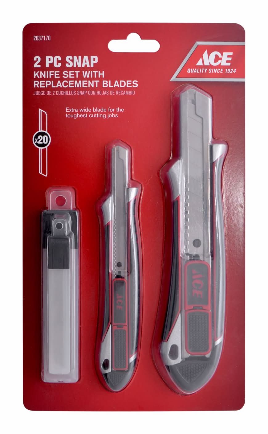 ACE Retractable Utility Knife Set Black/Red 2 Pc