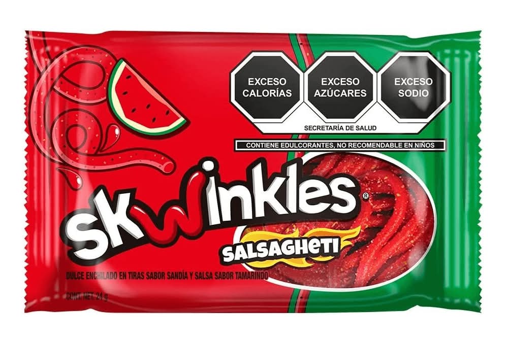 Skwinkles · Salsagheti tiras de dulce enchilado, sandía-tamarindo (24 g)