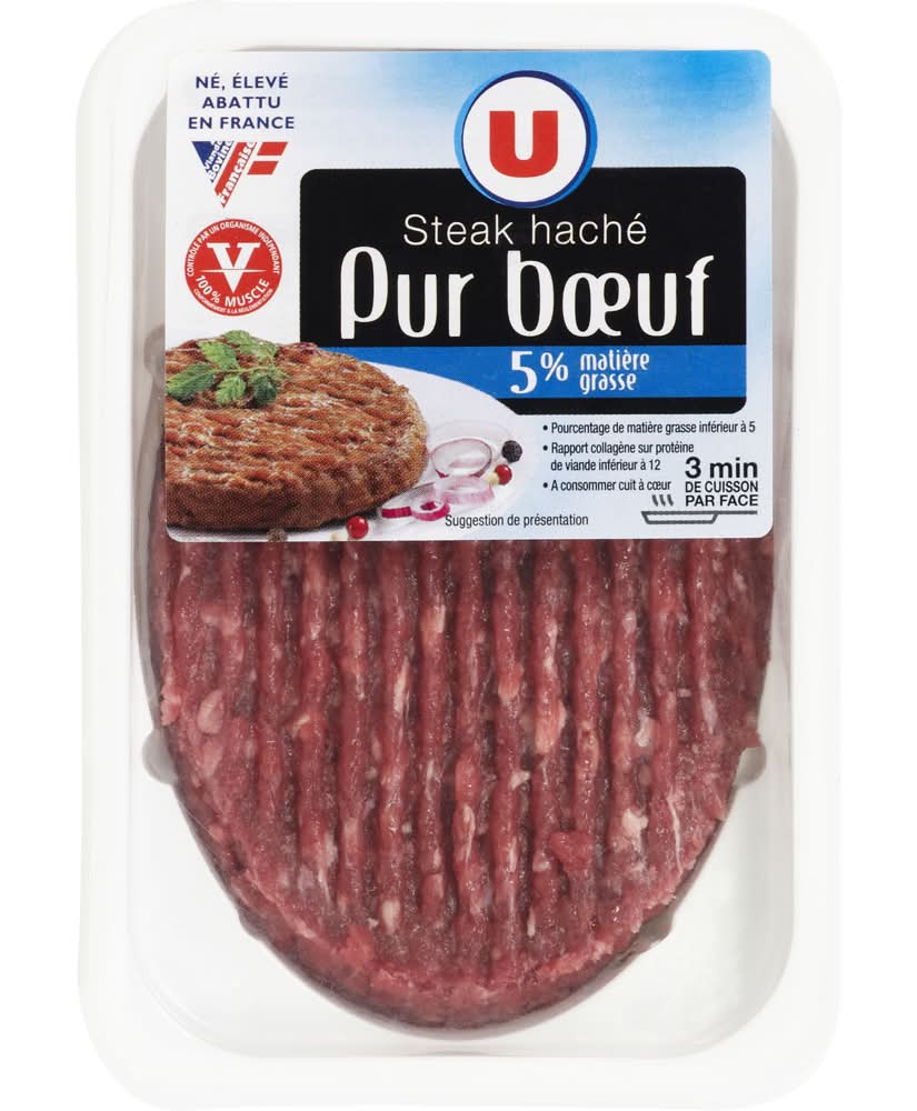 Les Produits U - Steak haché pur bœuf 5% matière grasse (125g)
