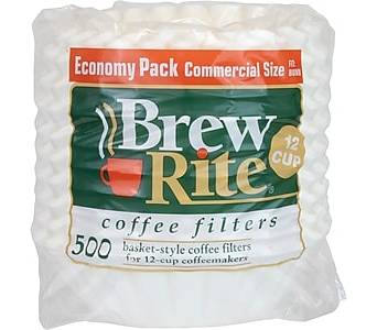 Brew Rite 12-Cup Paper Coffee Filter, Basket, 500/Box (48501)