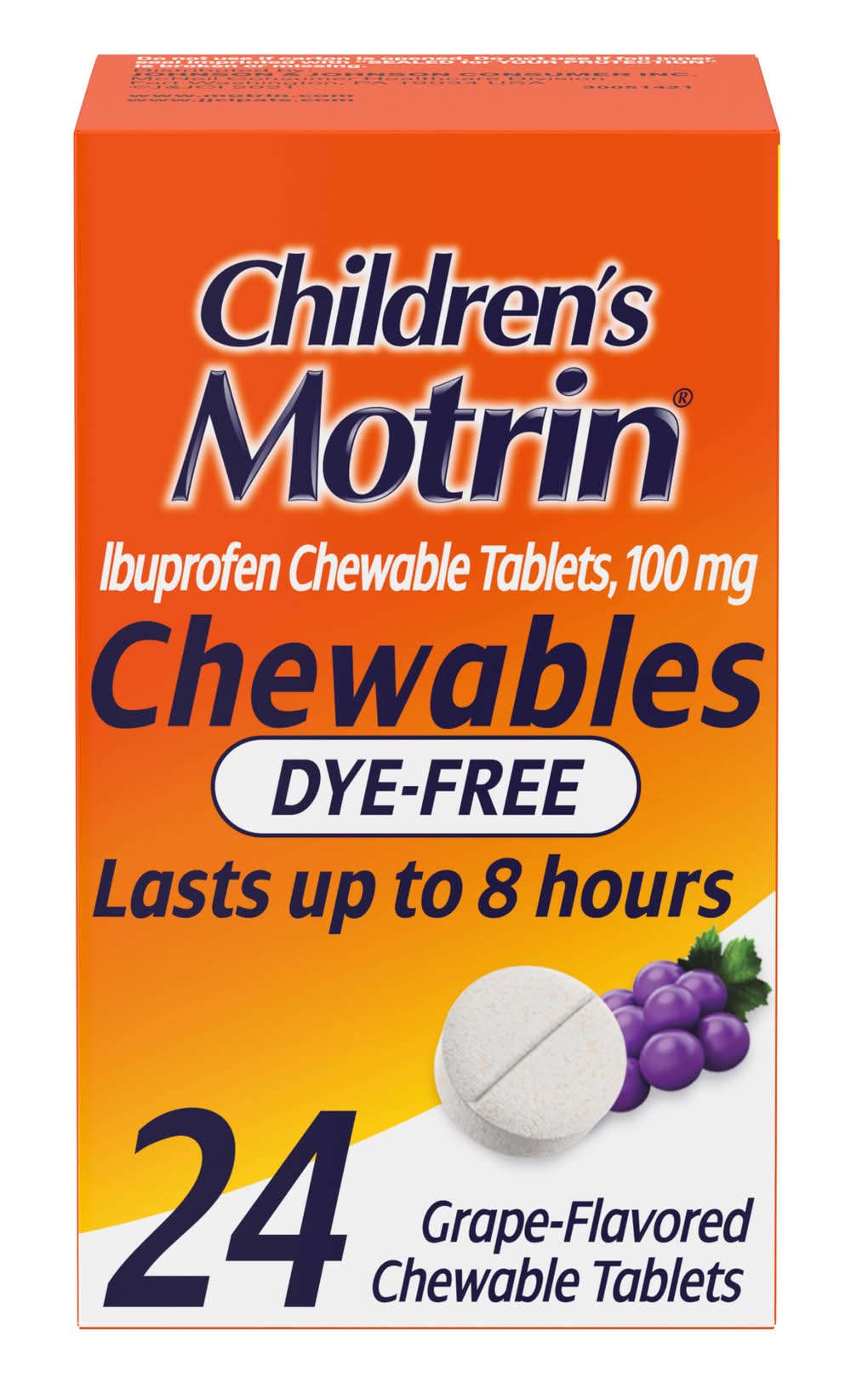 Motrin Ibuprofen Chewable Tablets, Grape (24 ct)
