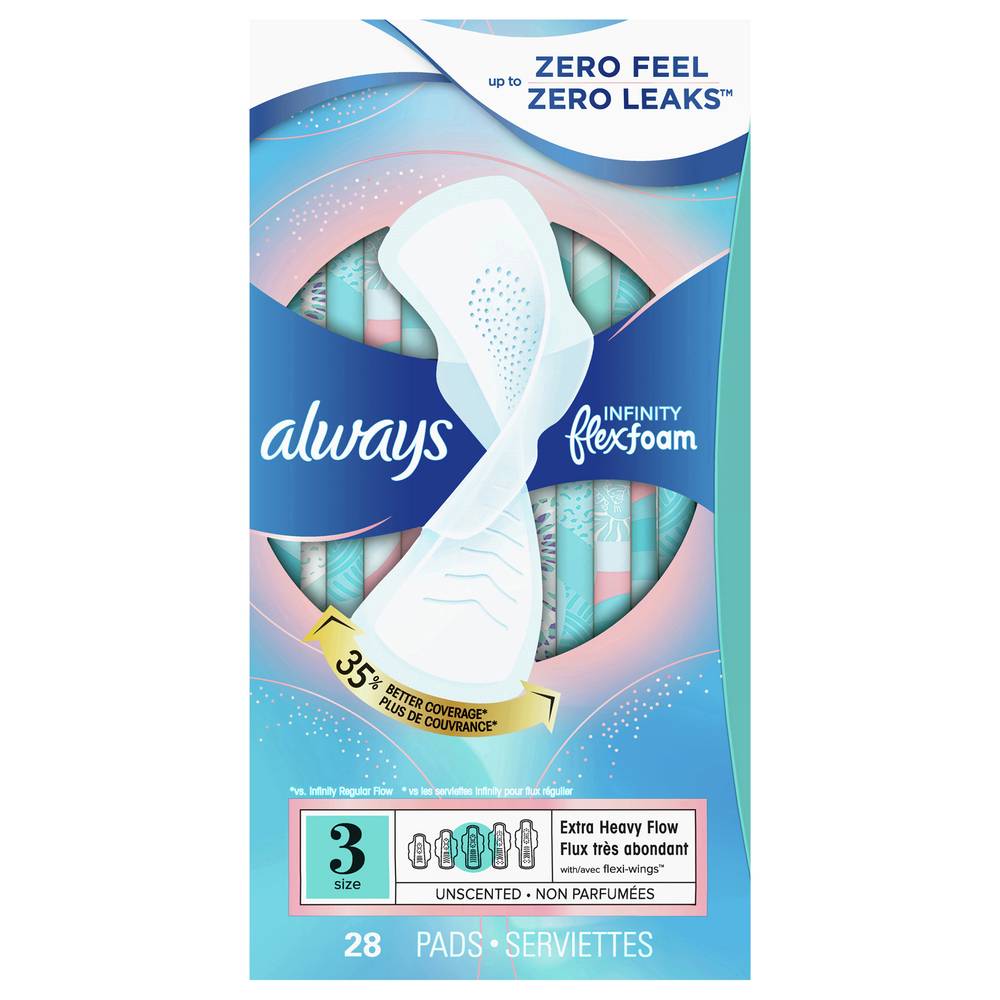 Always Infinity Flex Foam Pads, 3 (8 oz, 28 ct)