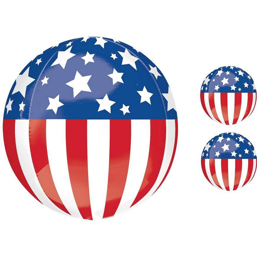 Uninflated Patriotic Balloon - Orbz, 16in