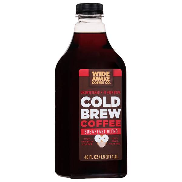 Wide Awake Coffee Co. Cold Brew Coffee Unsweetened Breakfast Blend (48 fl oz)