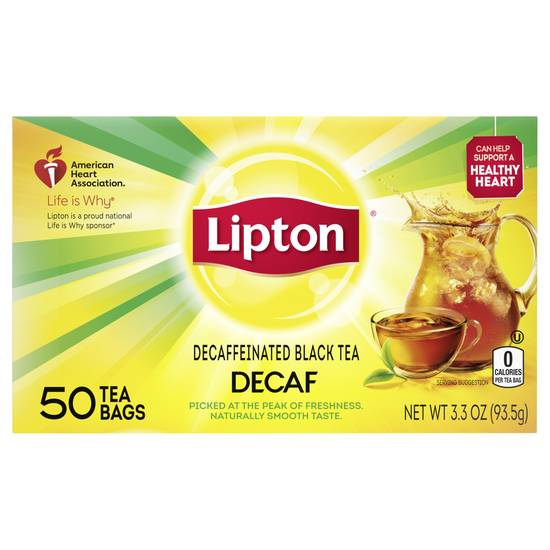 Lipton Decaffeinated Black Tea Bags (50 ct, 3.3 oz)