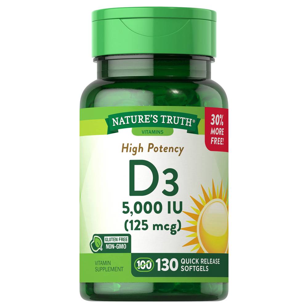 Nature's Bounty High Potency Vitamin D3 Quick Release Softgels (130 ct)