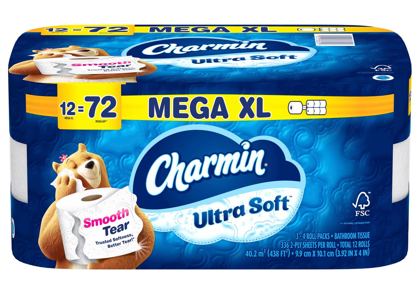 Charmin Ultra Soft Bathroom Tissue Rolls, 3.92x4 in (12 ct)