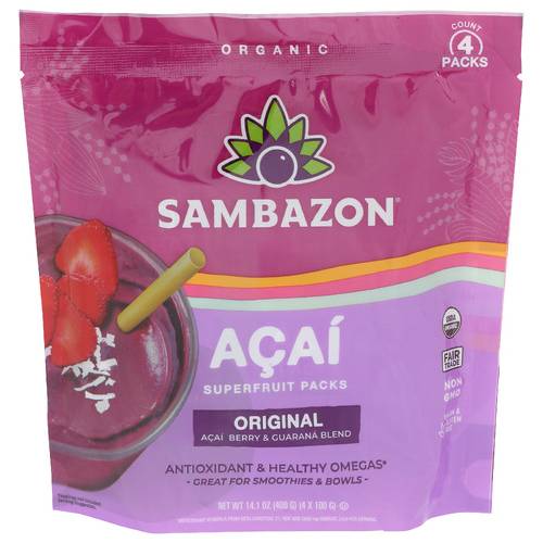 Sambazon Organic Acai & Guarana Smoothie Pack