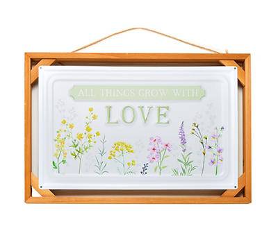 "All Things Grow With Love" Floral Framed Hanging Wall Decor