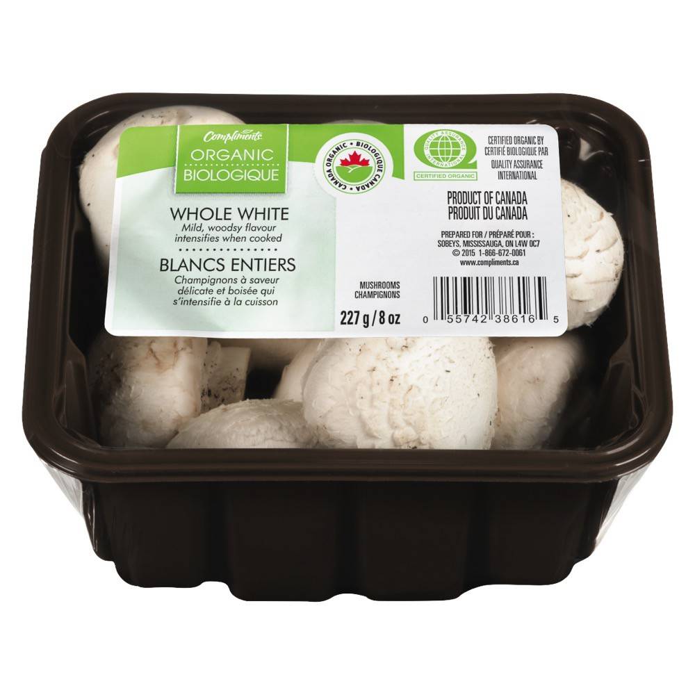 Compliments champignons blancs entiers (227 g) - organic whole white mushrooms (227 g)