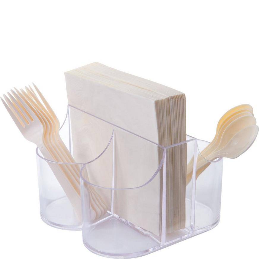 Party City Clear Plastic Cutlery Caddy, 8 In x 4 In