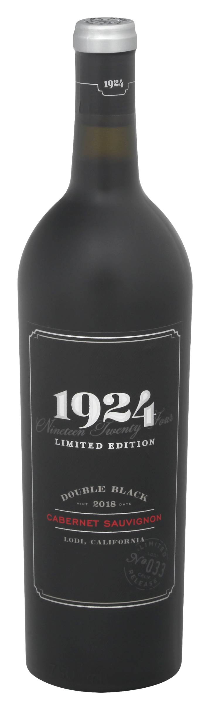 1924 Lodi California Double Black Cabernet Sauvignon Wine, 2018 (750 ml)