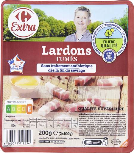 Carrefour Extra - Lardons fumés (2 pièces)