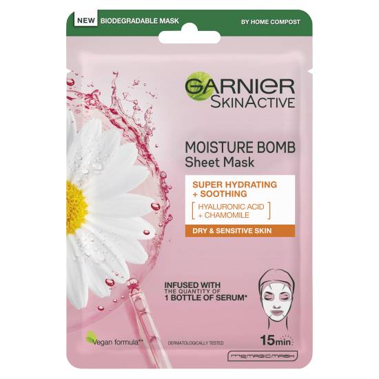 Garnier Moisture Bomb Chamomile Hydrating Face Sheet Mask Dry and Sensitive Skin 28g