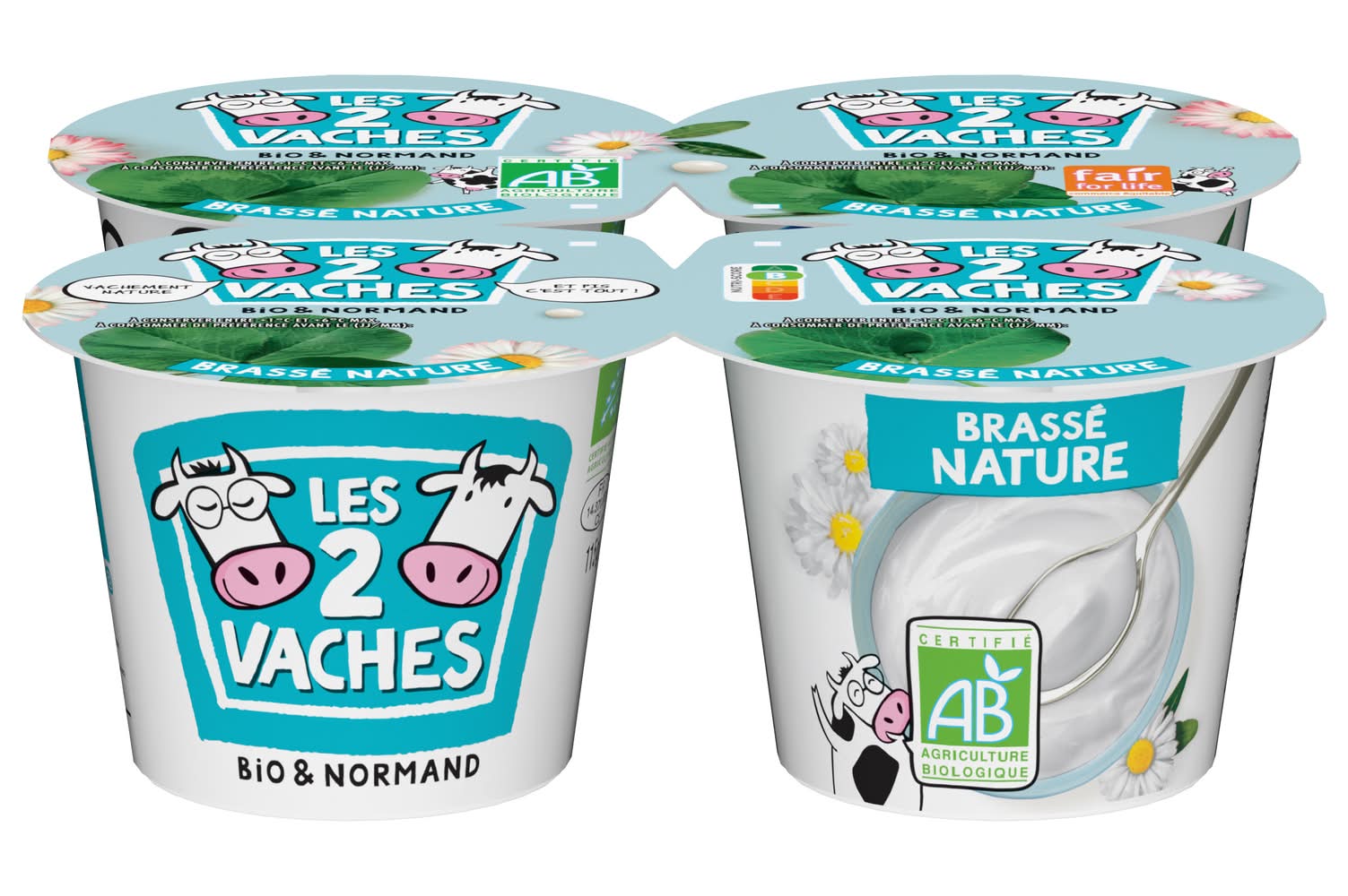 Danone - Les 2 vaches yaourt nature brassé bio (460g)