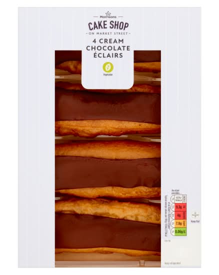 Morrisons Cake Shop on Market Street Cream Chocolate Eclairs (4 pack)