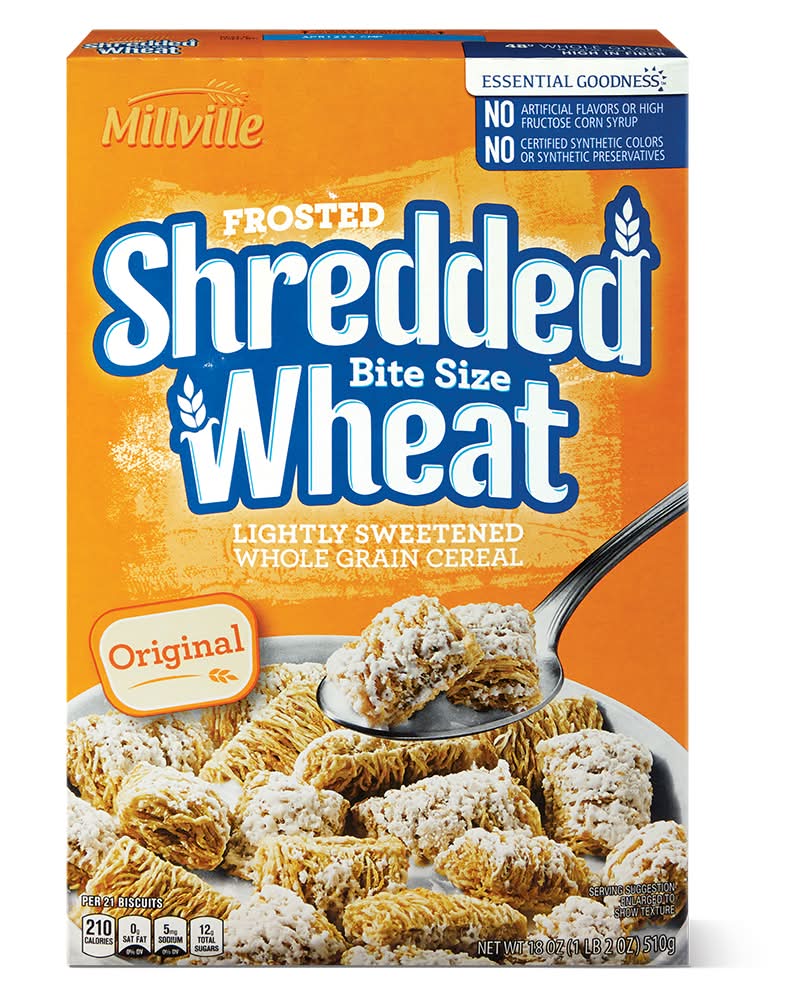 Millville Frosted Bite Size Shredded Wheat Cereal (18 oz)