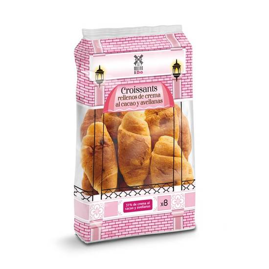 Croissants rellenos de crema de cacao y avellanas El molino de Dia bolsa 360 g