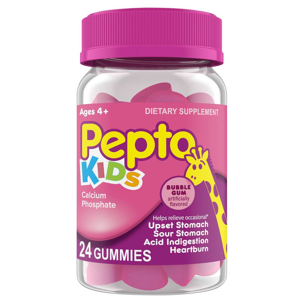 Pepto-Bismol Kids Gummies Helps Relieve Occasional Upset Stomach Bubble Gum (24 ct)