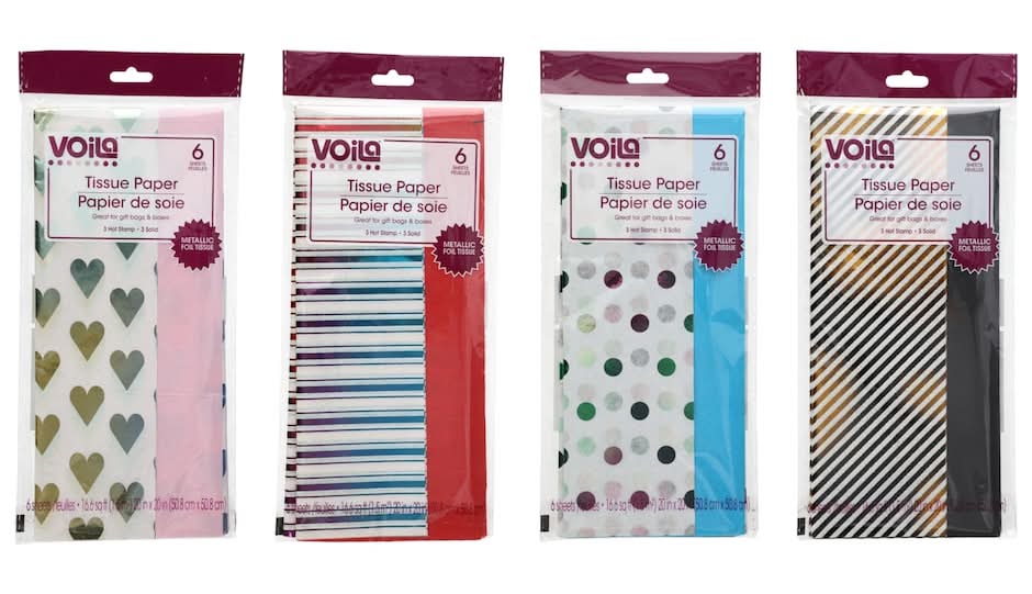 Voila Metallic Foil Tissue Paper pack, 20x20 in (4 x 6 ct)