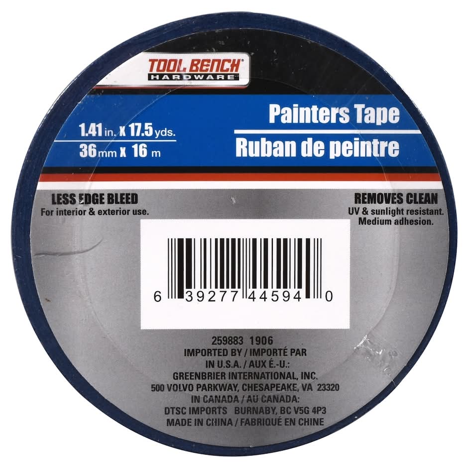 Tool Bench Hardware Painters Tape, 1.41in x 17.5yd