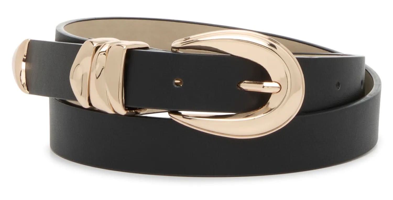 Steve Madden Triple Keeper Women's Belt (Black/Gold S)