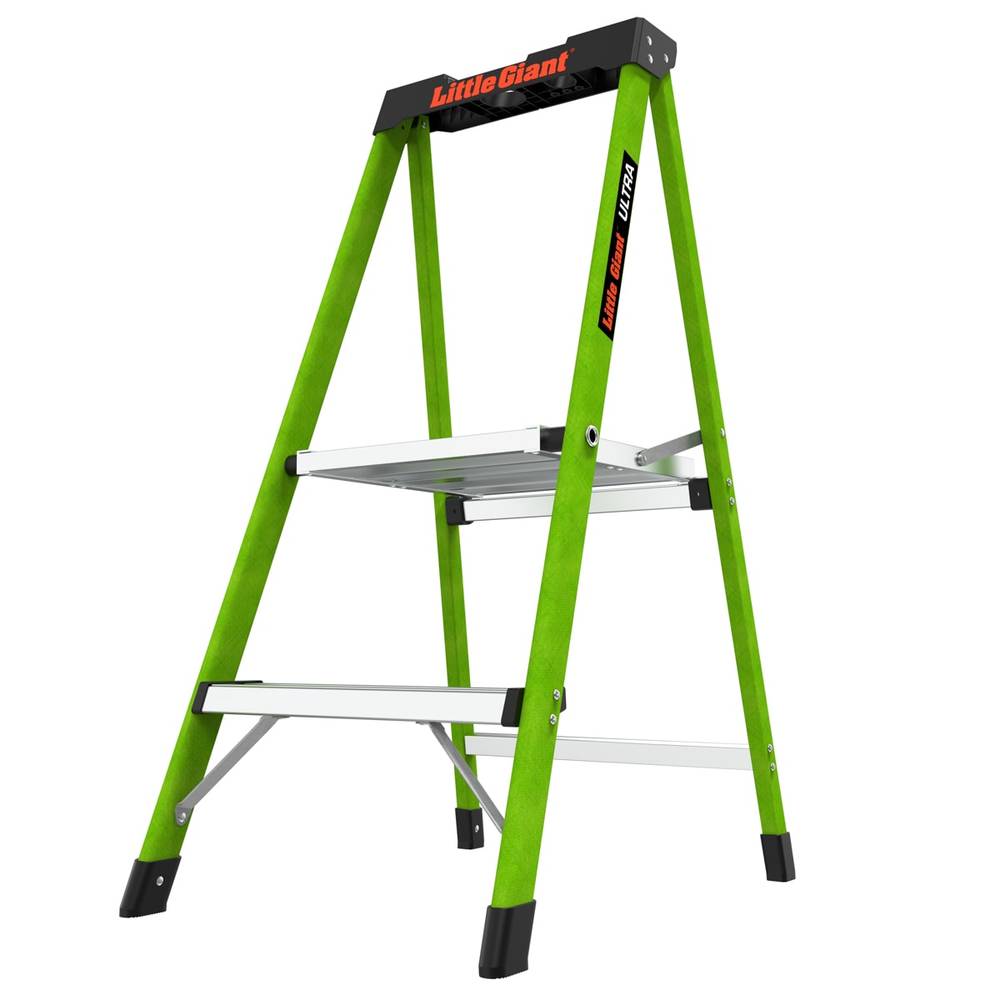 Little Giant Ladders Ultra 2-Step 300-lb Capacity Green Fiberglass Foldable Step Stool | 11862-002