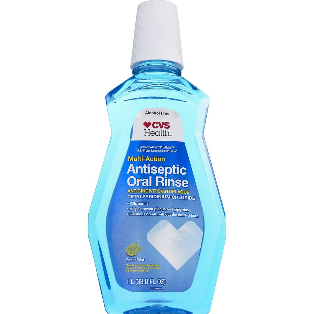 CVS Health Alcohol Free Multi-Action Antiseptic Oral Rinse, Fresh Mint, 1 L