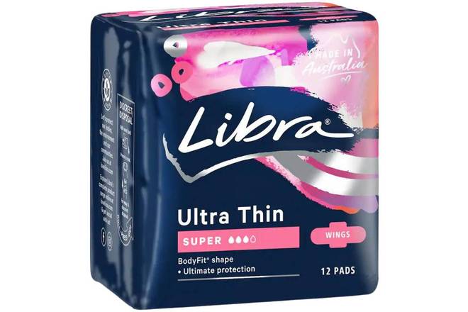 Libra Pads Ultra Thin Super With Wings 12pk