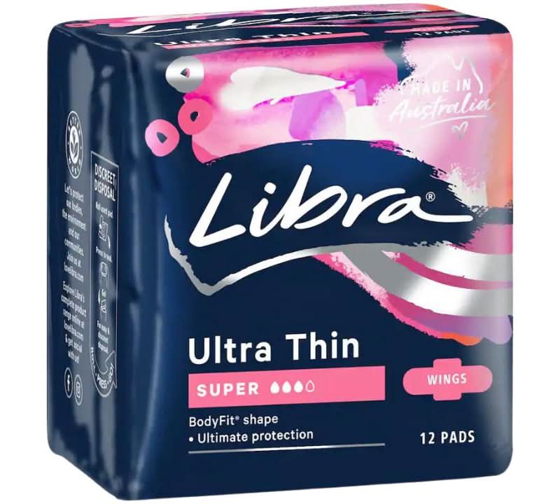 Libra Pads Ultra Thin Super With Wings 12pk