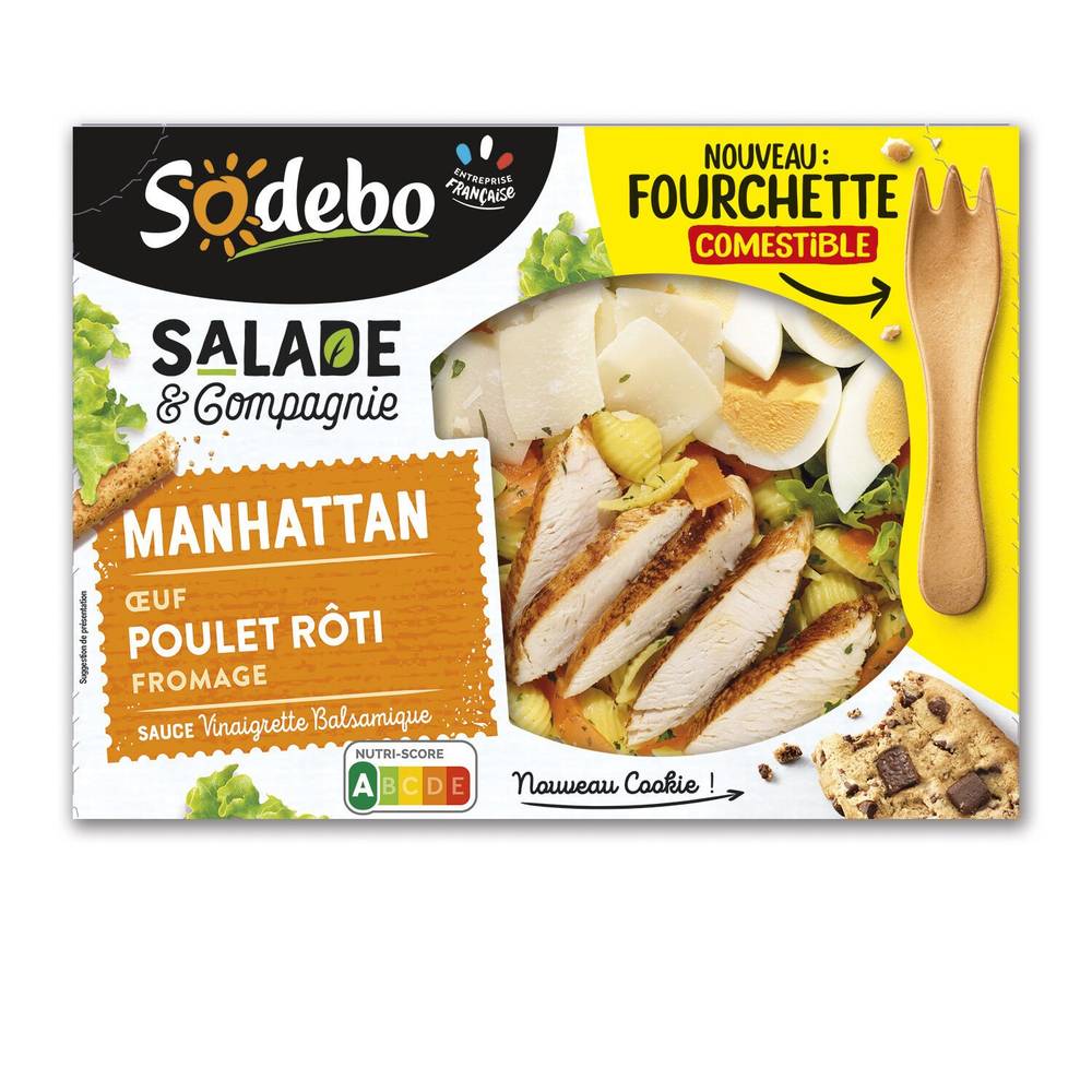 Sodebo - Salade de manhattan pâtes crudités œuf poulet rôti fromage