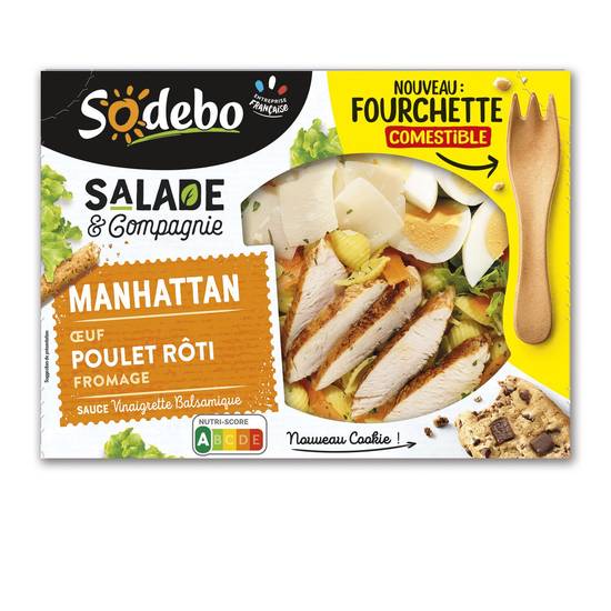 Salade Manhattan pâtes crudités œuf poulet rôti fromage SODEBO - le coffret de 320 g